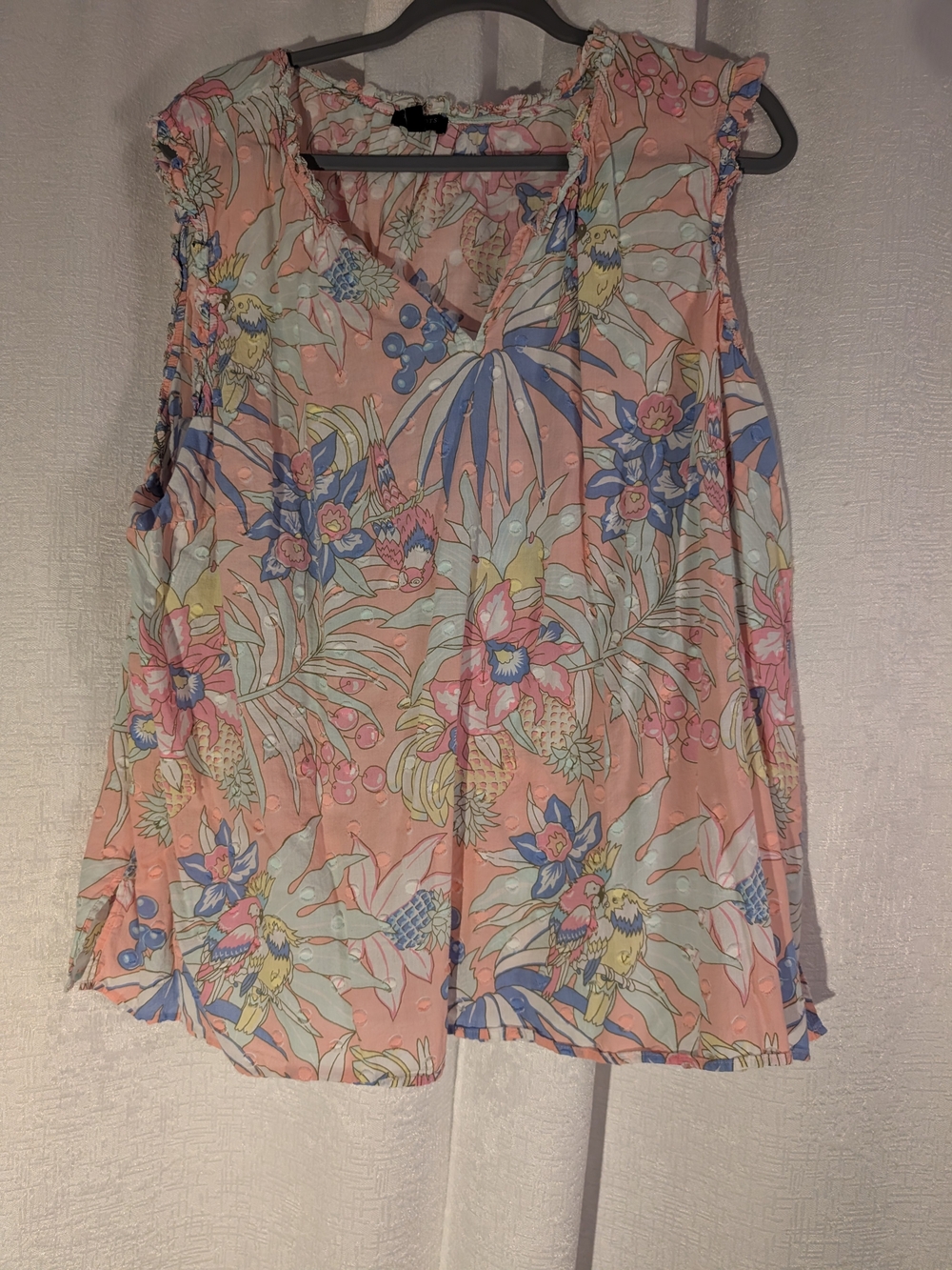 Sleeveless Pink floral V-Neck Women's Top Talbot's 3X